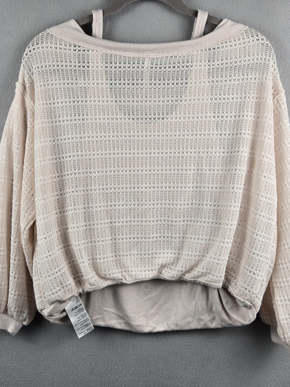 Free People Boat Neck Knit Pullover Top Beige S